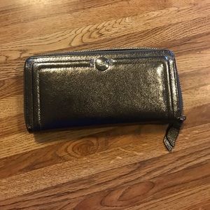 Coach pewter zip wallet